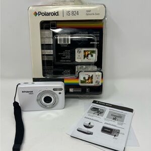 Polaroid iS824 White Digital Camera - 16MP, 8x Optical Zoom, 1080p HD - Compact